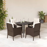 vidaXL 3-delige Tuinset met kussens poly rattan bruin