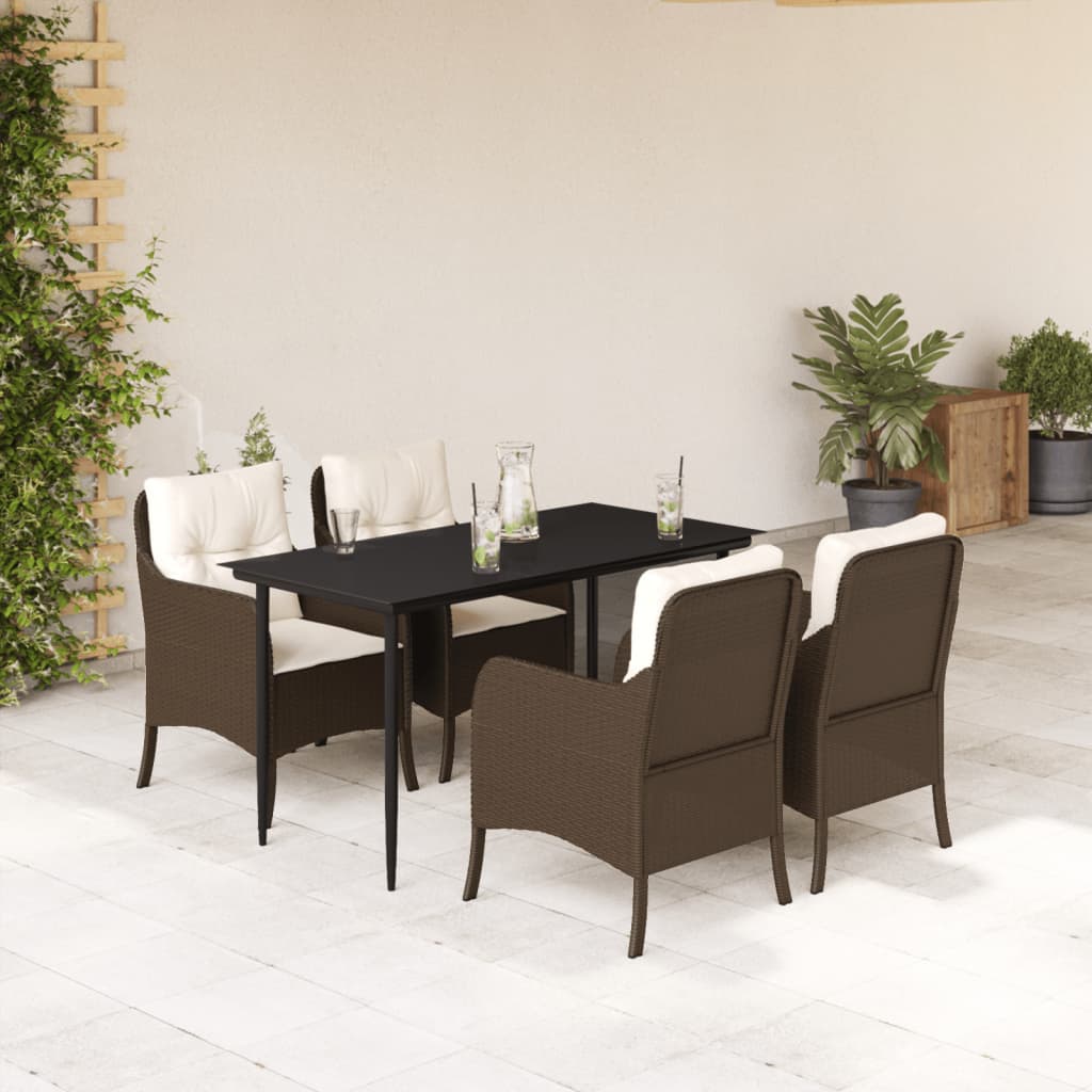 vidaXL 3-delige Tuinset met kussens poly rattan bruin