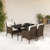 vidaXL 3-delige Tuinset met kussens poly rattan bruin