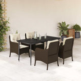 vidaXL 3-delige Tuinset met kussens poly rattan bruin