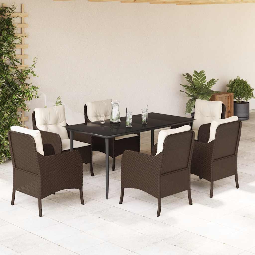 vidaXL 3-delige Tuinset met kussens poly rattan bruin