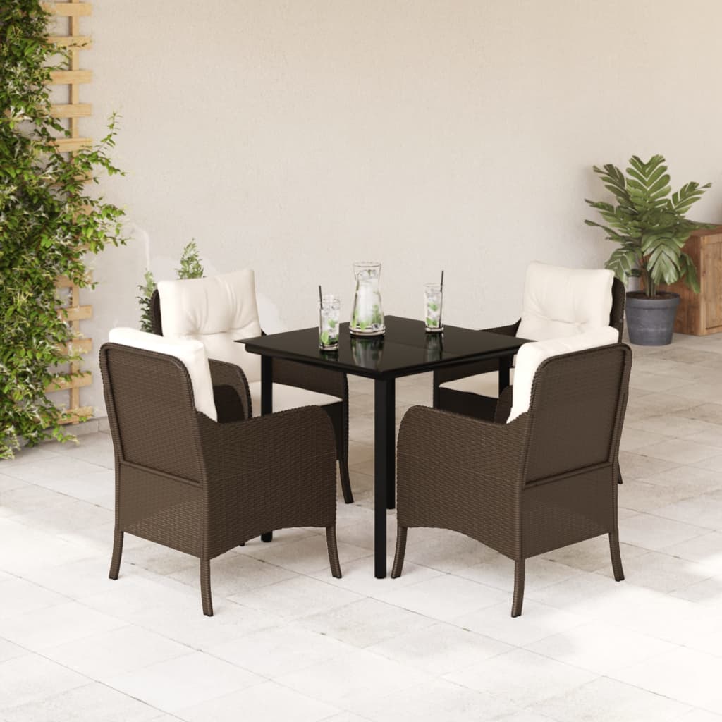 vidaXL 3-delige Tuinset met kussens poly rattan bruin