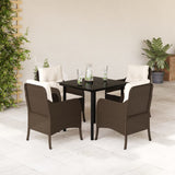 vidaXL 3-delige Tuinset met kussens poly rattan bruin