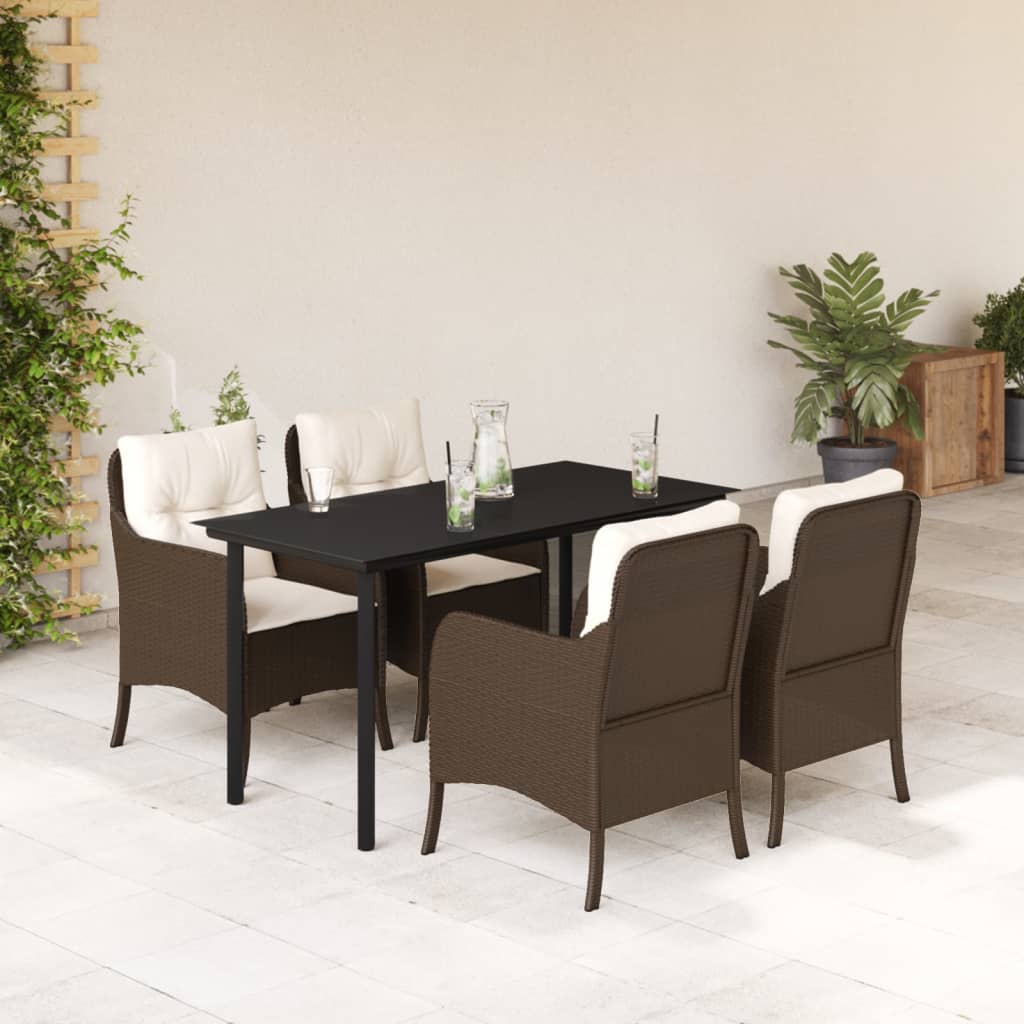 vidaXL 3-delige Tuinset met kussens poly rattan bruin