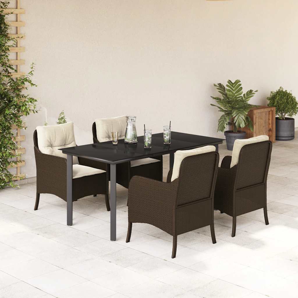 vidaXL 3-delige Tuinset met kussens poly rattan bruin
