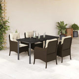 vidaXL 3-delige Tuinset met kussens poly rattan bruin