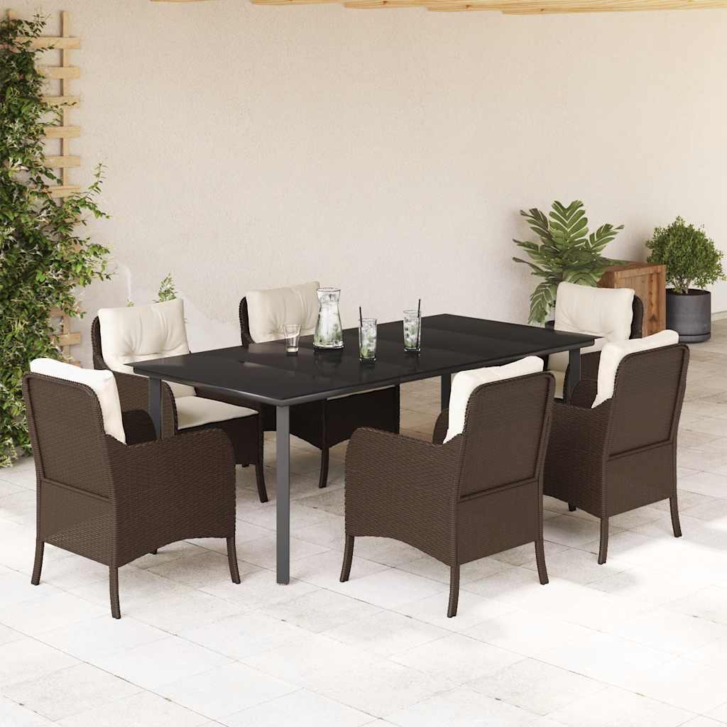 vidaXL 3-delige Tuinset met kussens poly rattan bruin