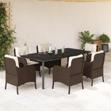 vidaXL 3-delige Tuinset met kussens poly rattan bruin