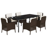 vidaXL 3-delige Tuinset met kussens poly rattan bruin