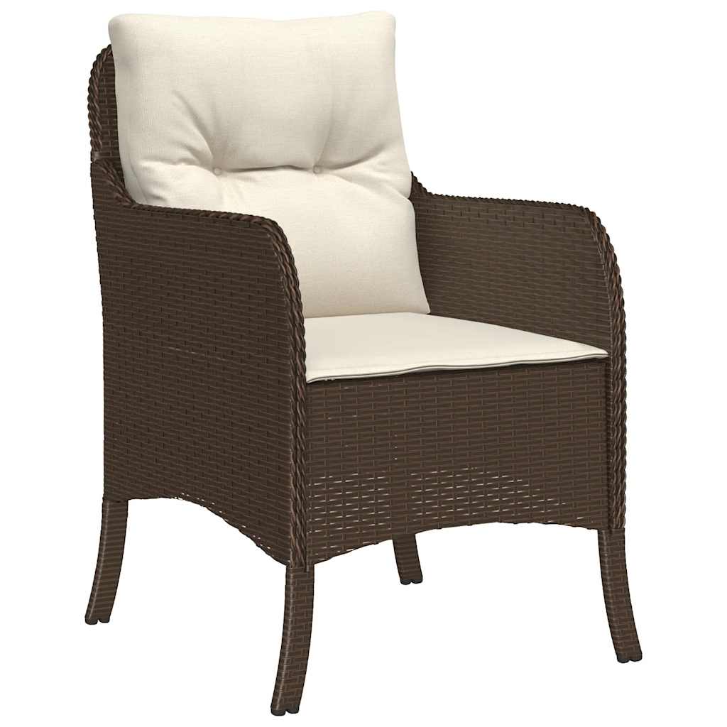 vidaXL 3-delige Tuinset met kussens poly rattan bruin