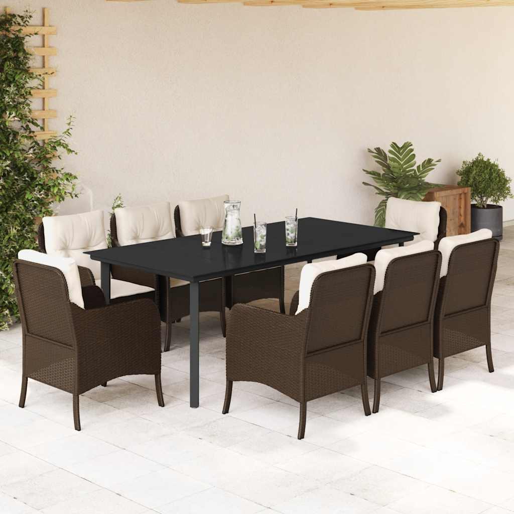 vidaXL 3-delige Tuinset met kussens poly rattan bruin