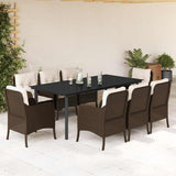 vidaXL 3-delige Tuinset met kussens poly rattan bruin