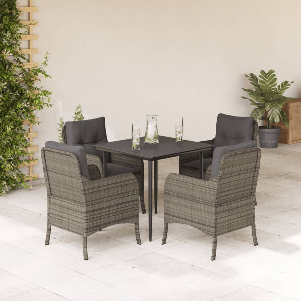 vidaXL 3-Piece Garden Lounge Set with Cushions Poly Rattan Grey