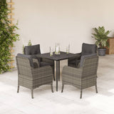 vidaXL 3-Piece Garden Lounge Set with Cushions Poly Rattan Grey