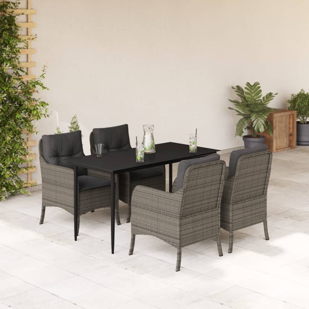 vidaXL 3-Piece Garden Lounge Set with Cushions Poly Rattan Grey