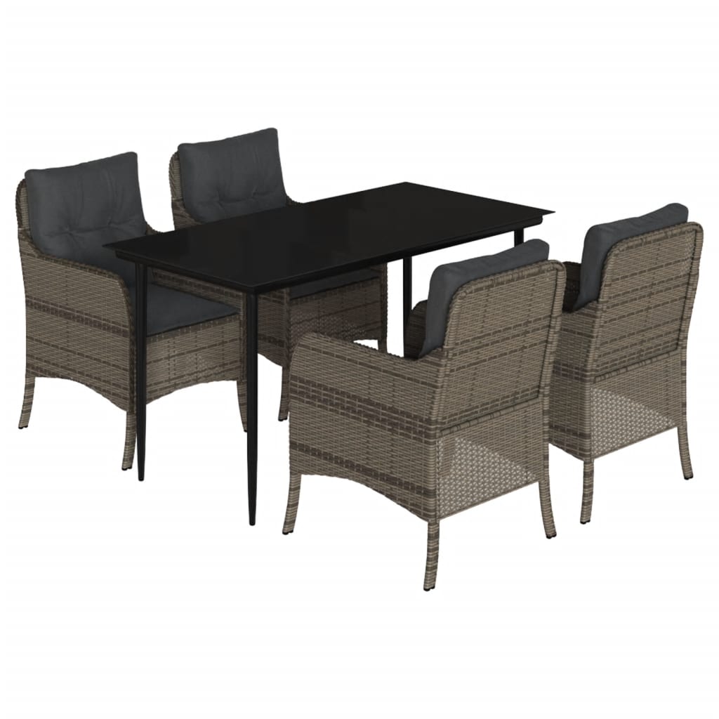 vidaXL 3-Piece Garden Lounge Set with Cushions Poly Rattan Grey