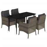 vidaXL 3-Piece Garden Lounge Set with Cushions Poly Rattan Grey