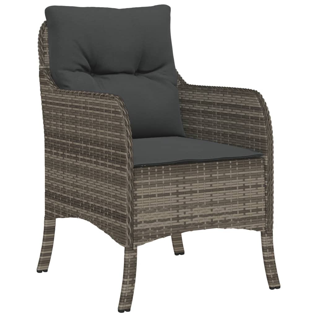 vidaXL 3-Piece Garden Lounge Set with Cushions Poly Rattan Grey
