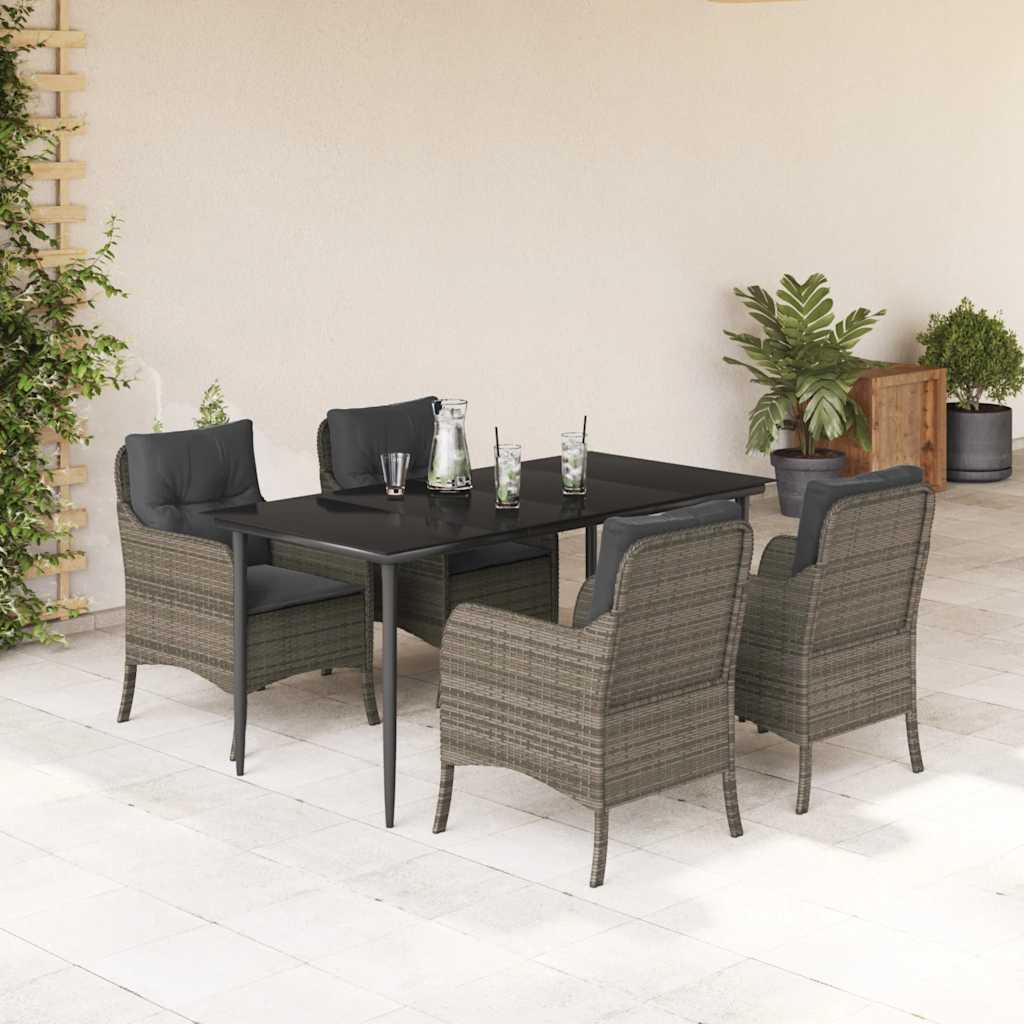 vidaXL 3-Piece Garden Lounge Set with Cushions Poly Rattan Grey