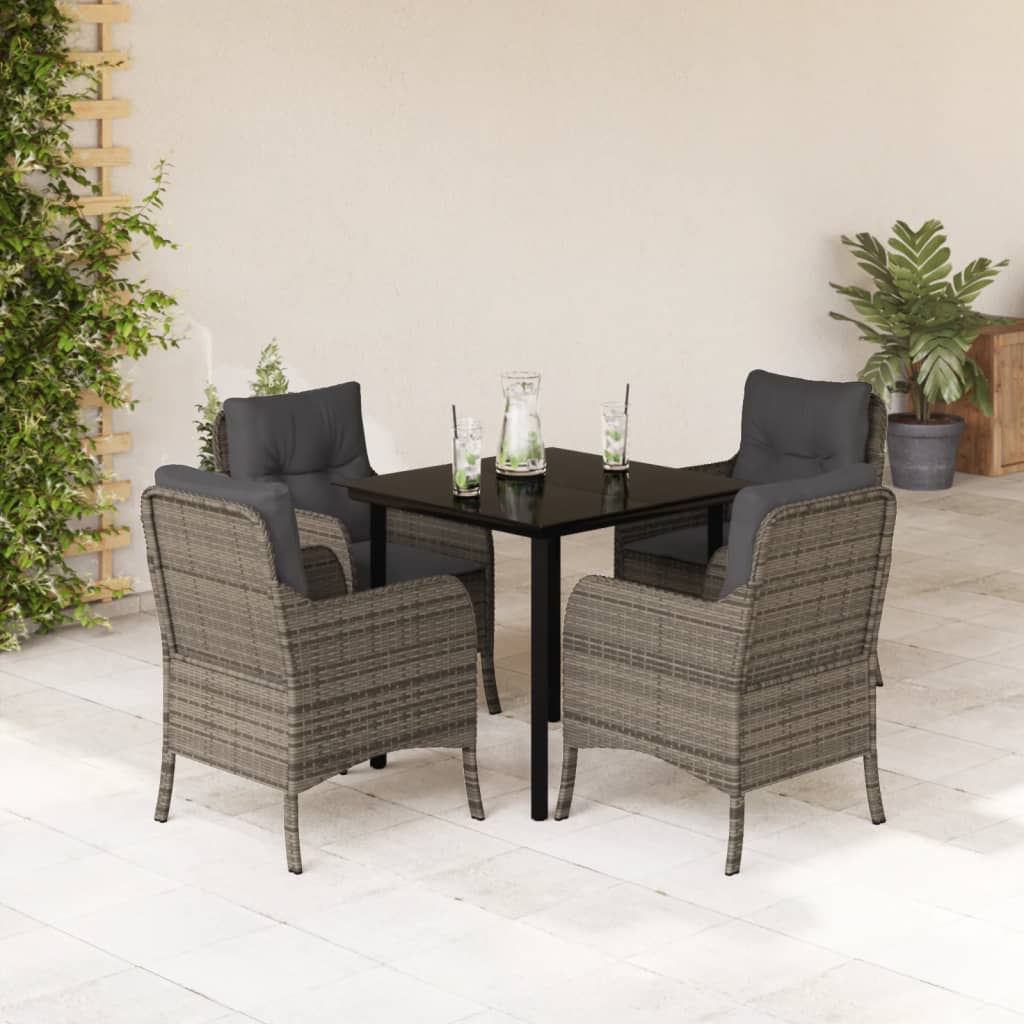 vidaXL 3-Piece Garden Lounge Set with Cushions Poly Rattan Grey