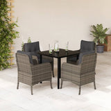 vidaXL 3-Piece Garden Lounge Set with Cushions Poly Rattan Grey