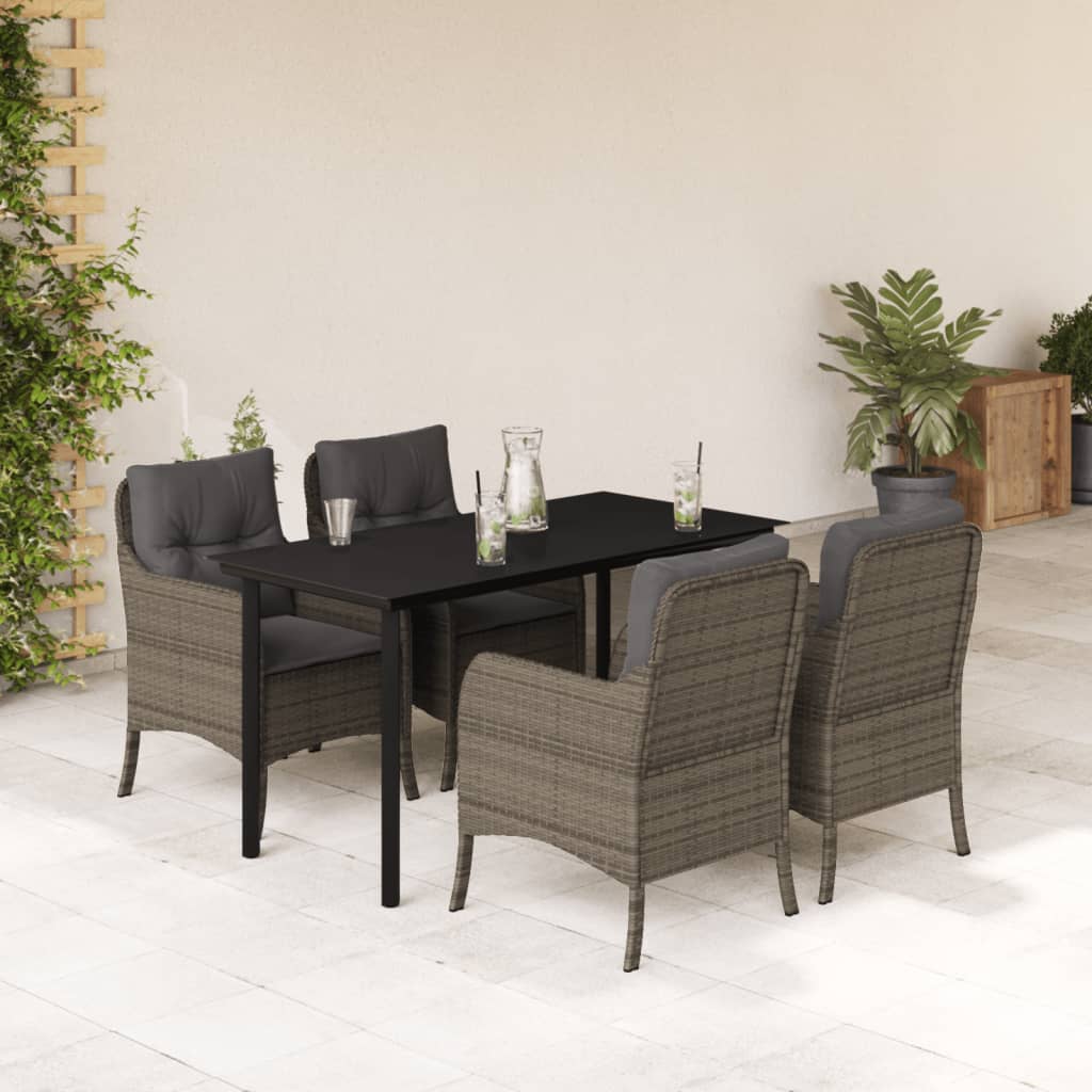 vidaXL 3-Piece Garden Lounge Set with Cushions Poly Rattan Grey