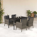 vidaXL 3-Piece Garden Lounge Set with Cushions Poly Rattan Grey