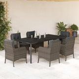 vidaXL 3-Piece Garden Lounge Set with Cushions Poly Rattan Grey