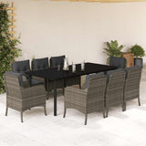 vidaXL 3-Piece Garden Lounge Set with Cushions Poly Rattan Grey