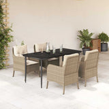 vidaXL 3-delige Tuinset met kussens poly rattan beige