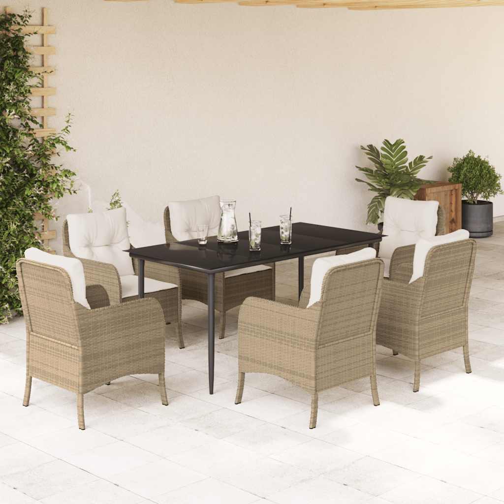 vidaXL 3-delige Tuinset met kussens poly rattan beige