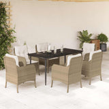 vidaXL 3-delige Tuinset met kussens poly rattan beige