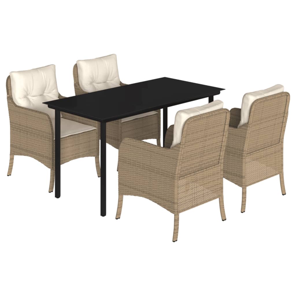 vidaXL 3-delige Tuinset met kussens poly rattan beige