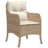 vidaXL 3-delige Tuinset met kussens poly rattan beige