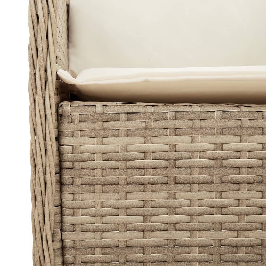 vidaXL 3-delige Tuinset met kussens poly rattan beige