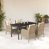 vidaXL 3-delige Tuinset met kussens poly rattan beige