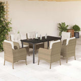 vidaXL 3-delige Tuinset met kussens poly rattan beige