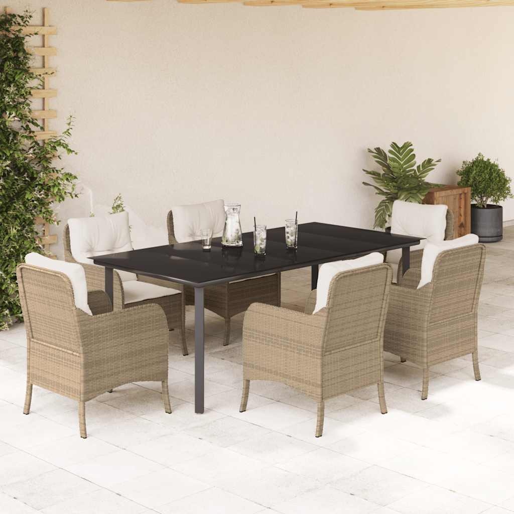 vidaXL 3-delige Tuinset met kussens poly rattan beige