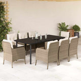 vidaXL 3-delige Tuinset met kussens poly rattan beige