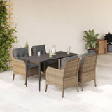 vidaXL 3-delige Tuinset met kussens poly rattan beige