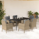 vidaXL 3-delige Tuinset met kussens poly rattan beige