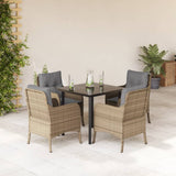 vidaXL 3-delige Tuinset met kussens poly rattan beige