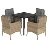 vidaXL 3-delige Tuinset met kussens poly rattan beige
