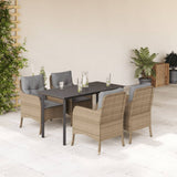 vidaXL 3-delige Tuinset met kussens poly rattan beige
