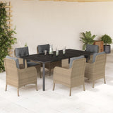 vidaXL 3-delige Tuinset met kussens poly rattan beige