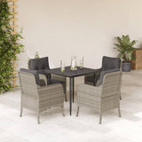 vidaXL 3-Piece Garden Lounge Set with Cushions Poly Rattan Light Grey