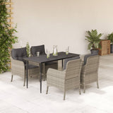 vidaXL 3-Piece Garden Lounge Set with Cushions Poly Rattan Light Grey