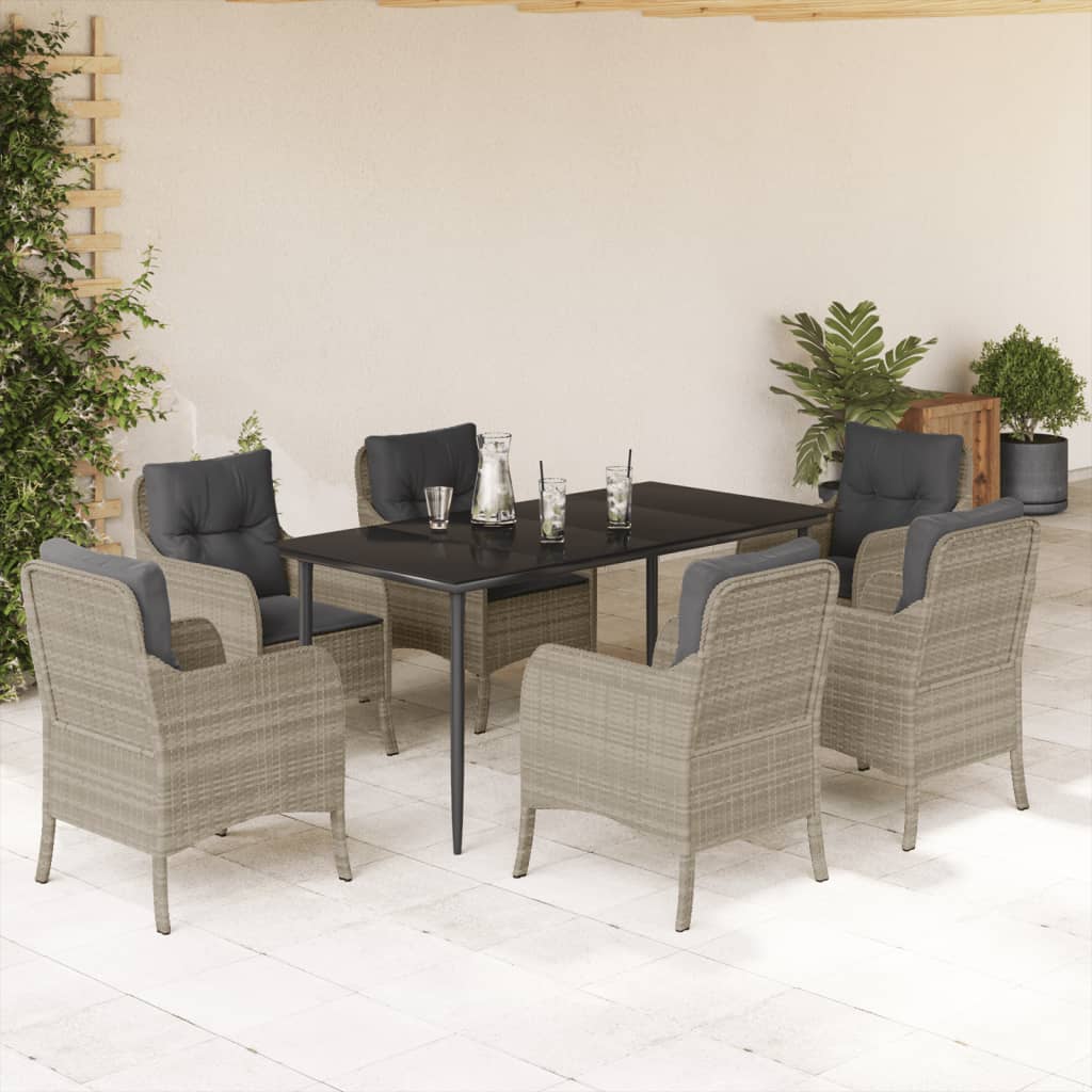 vidaXL 3-Piece Garden Lounge Set with Cushions Poly Rattan Light Grey