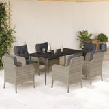 vidaXL 3-Piece Garden Lounge Set with Cushions Poly Rattan Light Grey