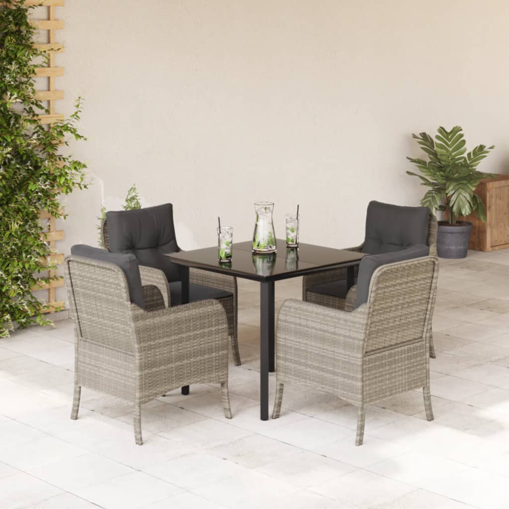 vidaXL 3-Piece Garden Lounge Set with Cushions Poly Rattan Light Grey